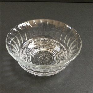 VTG Glass Round Dish Snowflake Design 4 1/2”